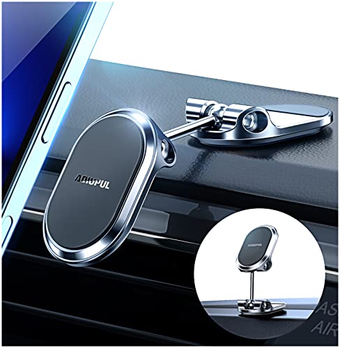 Magnetic Phone Holder for Car Metal Upgrade 6X Magnets Phone Mount Double 360° Rotation Super Sticker Phone Holder Car Mount Easy Install Suitable for Dashboard Screens Compatible with All Phone black
