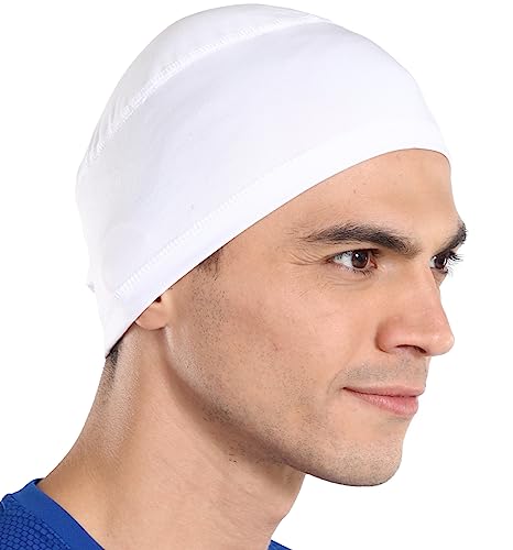 Tough Headwear Cooling Skull Cap Helmet Liner for Men - Motorcycle Skull Cap - Hard Hat Liner - Cycling Skull Cap for Women White