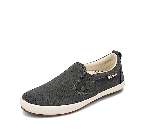 Taos Footwear Women's Dandy Charcoal Wash Canvas Slip On 10 M US
