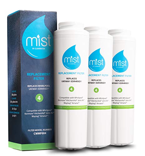 Mist UKF8001 Filter 4 Replacement for Maytag, Whirlpool Filter 4 Everydrop EDR4RXD1, 4396395, Kenmore 46-9005, RWF0900A Refrigerator Water Filter (3 Pack)
