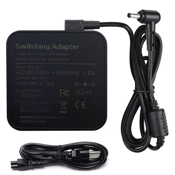 90W Laptop Charger for Asus K53E K55A K501U K501UX K501UW Q550L K501L K501LX ADP-90YD PA-1900-30 Replacement AC Adapter 19V 4.74A X53E K55N K52F K53S K53SV A53E N56VJ Power Supply