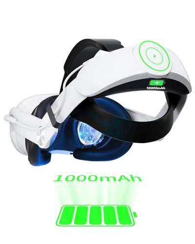 Head Strap with 10000mAh Battery Fast Charge Compatible with Meta Quest 3 Accessories, Rechargeable Adjustable Headstrap to Extend Playtime and Comfort for VR Headset Compatible with Oculus Quest 3