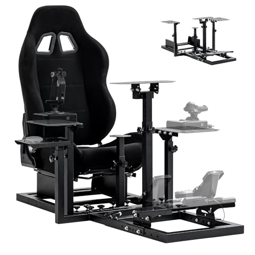 Marada Universal Flight Simulation Cockpit with Racing Seat or Racing Wheel Stand Adjustable Compatible with Thrustmaster HOTAS Warthog,Logitech G29 G920 Wheels,Pedals,Throttle,Joystick Not Included