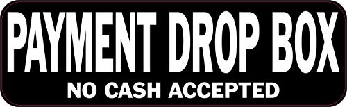 StickerTalk No Cash Payment Drop Box Vinyl Sticker, 10 inches by 3 inches
