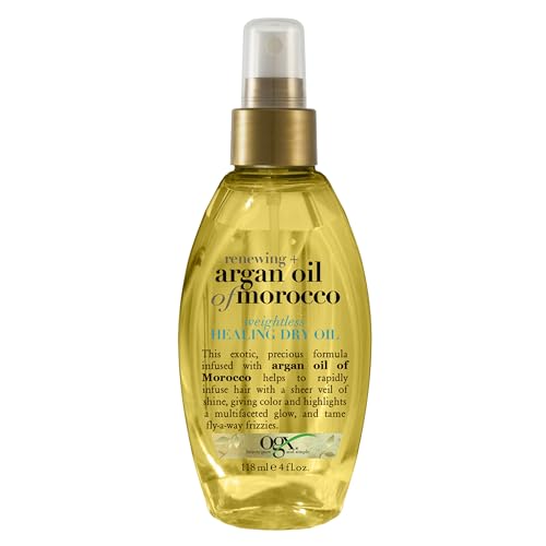 OGX Renewing + Argan Oil of Morocco Weightless Healing Dry Oil Spray, Lightweight Hair Oil Mist for Split Ends, Frizzy Hair and Flyaways, Paraben-Free, Sulfated-Surfactants Free, 4 Fl Oz