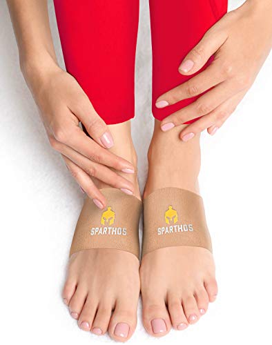 Sparthos Plantar Fasciitis Support - Arch Compression Brace - Foot Feet Brace, Ankle Pain Relief, Night Splint - Planter Plantars Fascitis Faciatis - for Men and Women (Beige-M)