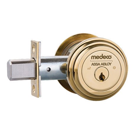 Medeco 11R603 Maxum BiLevel Single Cylinder Deadbolt 2-3/8″ Backset (Bright Brass) - Residential