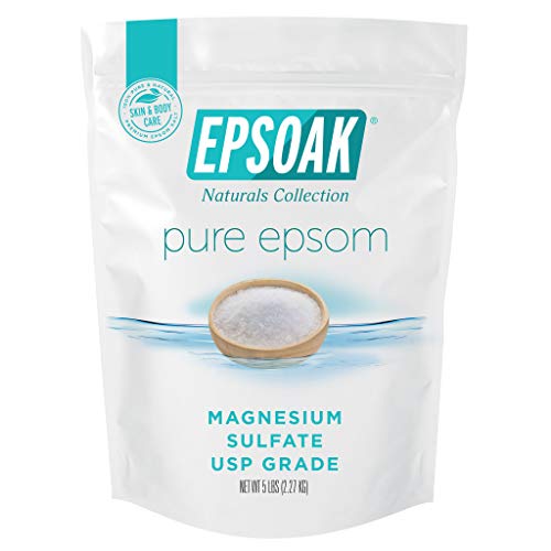 Epsoak Epsom Salt 5 lb Resealable Bulk Bag, Magnesium Sulfate USP. Unscented, Made in The USA, Cruelty-Free Certified