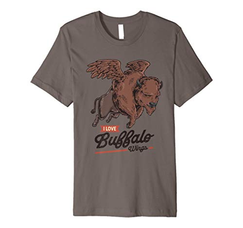 Mens Funny Flying Bison I Love Buffalo Wings Hot Wings Premium T-Shirt