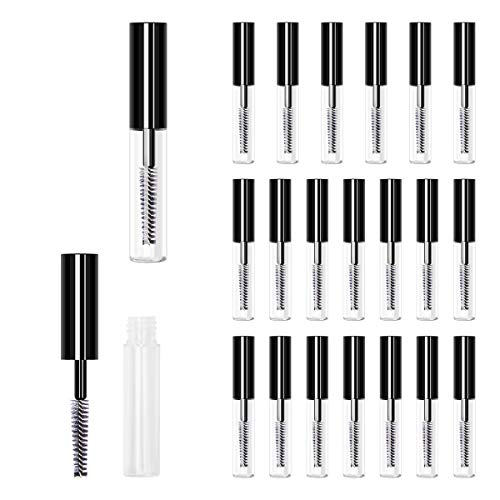 AHIER 20 pcs 4ML Reusable Empty Bottle Tube Container for Eyelash Growth Oil/Mascara with Brush for Home and Travel (20p)