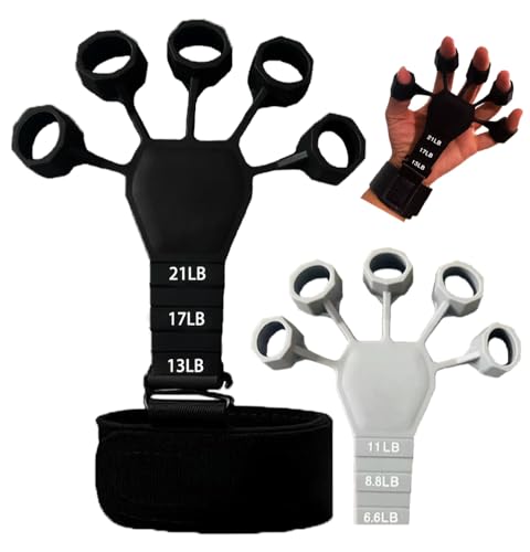 SSFMY 2PCS Grip Strength Trainer,Finger Strengthener, the gripster Strength Trainer,Hand Grip Strengthener 6 Resistant Level Finger Exerciser-Adjustable Hand Strengthener for Hand Therapy