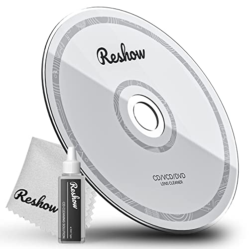 Reshow Laser Lens Disc Cleaner kit for CD & DVD Player without scratching The optics - Included Microfiber Cloth, Cleaning Disc and Cleaning Solution (1 Bottles of Cleaning Fluid)
