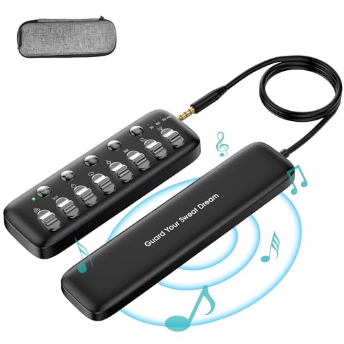 Bone Conduction Bluetooth Pillow Speaker for Sleeping, White Noise Machine Under Pillow Speaker for Baby Kids Adults, 8 Soothing Sounds, Timer, Wireless Speaker with Volume Control