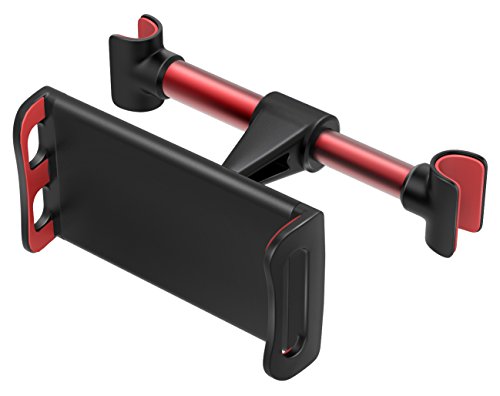 MoKo Headrest Phone/Tablet Car Mount, Adjustable Tablet Holder for 4-12.9' Devices, Fit with iPhone 15/Pro/Plus/Pro Max, iPhone 14 Pro Max/14, iPad Air 4/Mini 6, iPad 9th 10.2, Galaxy Tab S9/S9+,Red