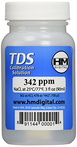 HM Digital C342 TDS and EC Calibration Solution, 342 ppm (NaCl), 90 ml Volume, Transparent/Blue