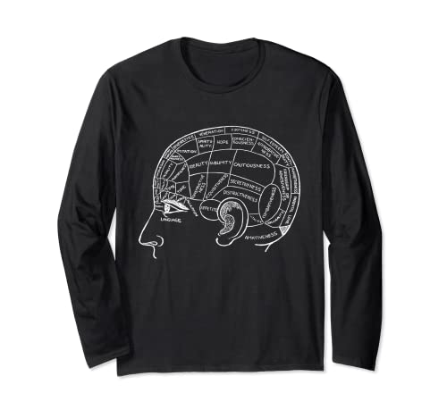 Phrenology Chart Head Psychology Psychiatry Science Long Sleeve T-Shirt