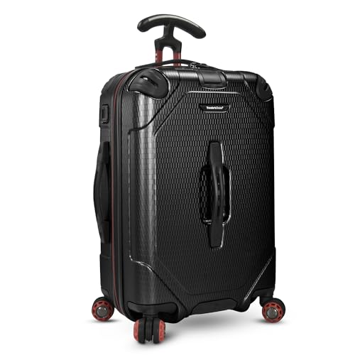 Traveler's Choice Maxporter II Hardside Polycarbonate Suitcase with Spinner Wheels, Black, 22' Carry-On Luggage