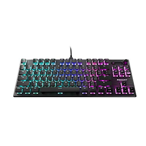 ROCCAT Vulcan TKL Linear PC Gaming Keyboard, Titan Switch Mechanical with Per Key AIMO RGB Lighting, Tenkeyless, Compact Design, Anodized Aluminum Top Plate, Detachable USB-C Cable, Black