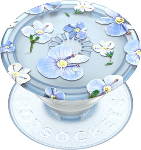 PopSockets Plant-Based Phone Grip with Expanding Kickstand, Eco-Friendly PopSockets for Phone - Translucent Blue Fields