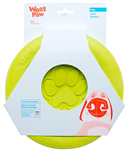 West Paw Zogoflex Zisc Dog Flying Disc, High Flying Aerodynamic Disc for Dogs Puppy – Lightweight, Floatable Disc for Fetch, Tug of War, Catch, Play – Doubles as Food/Water Bowl, Large 8.5', Granny Smith