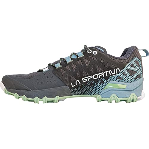 La Sportiva Womens Bushido II GTX Trail Running Shoes, Carbon/Mist, 8