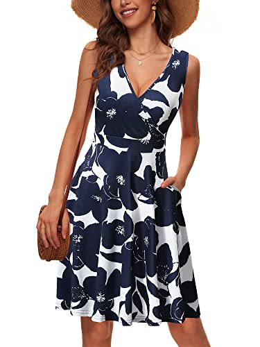 GUBERRY Womens Summer Dresses for Women 2024 Womens Dresses Wrap Floral Midi Casual Beach Dress Sundresses Spring Dresses for Women 2024 Spring Wedding Guest Dress