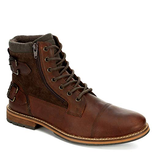 Franco Fortini Dalton - Men's Leather Round Toe Rugged Combat Boot Brown, Size 11 Medium Width