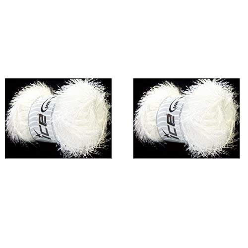 Ice Yarns Eyelash Fun Fur Yarn 100 Gram (3.53 Ounces) 164 Yards (150 Meters) 2 Skeins (Optical White - 22698)