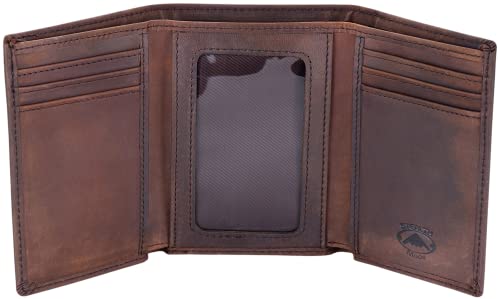 Stealth Mode Trifold Leather Wallet for Men with RFID Blocking (Brown)