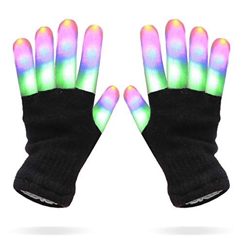 Luwint Children LED Finger Light Up Gloves - Glow Flashing Cool Fun Toys for Kids, Boy Girl 7-12 Years