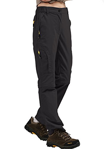 Womens Hiking Pants Convertible UPF 50 Fishing Safari Clothes Outdoor Lightweight Quick Drying Travel Cross Stretch Pants, 4409,Black,30