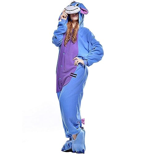 KIGUZAN Eeyore Onesie Costumes for Women Men Adult Unisex Halloween Party Christmas Animal Pajamas Small Blue