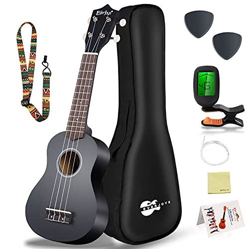 Everjoys Soprano Ukulele Beginner Pack-21 Inch w/Free Online Lesson Gig Bag Fast Learn Songbook Digital Tuner Pick Polishing Cloth All in One Kit