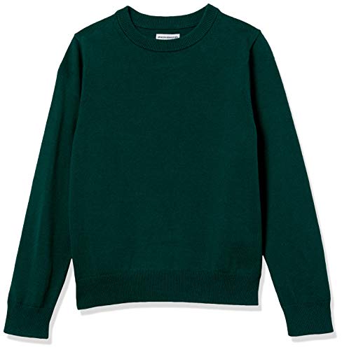 Amazon Essentials Boys' Uniform Cotton Crewneck Sweater, Green, Small