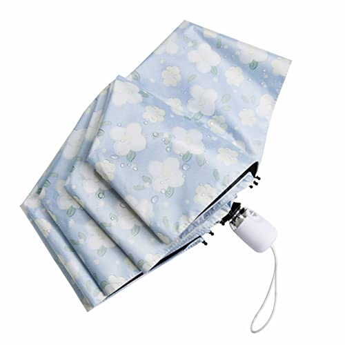 Cuby UV Sun Umbrella Compact Folding Travel Umbrella Auto Open and Close for Windproof, Rainproof & 99.9% UV Protection Parasol with Black Anti-UV Coating (Blue Jasmine)