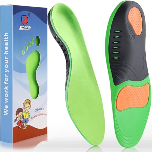 Ailaka Kids Arch Support Shoe Insert - Plantar Fasciitis Insoles Youth Inserts, Perfect Kids Athletic Inserts for Flat Feet High Arch Foot Pain Relief