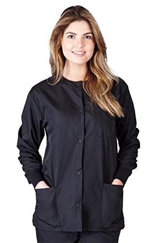 Natural Uniforms Warm Up Scrub Jacket-Black-Small