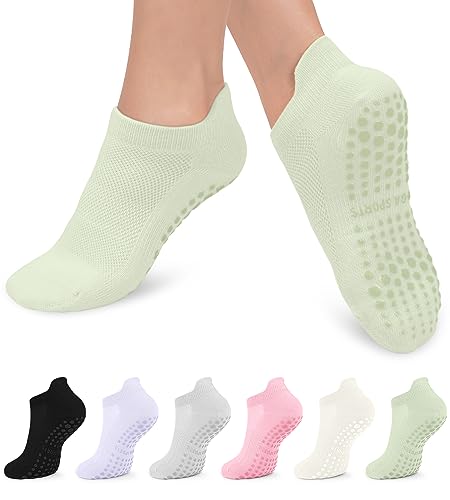 Pilates Socks with Grips for Women, Grip Yoga Socks for Ballet Barefoot Workout Anti Skid Athletic Socks