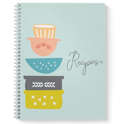 Gotcha Covered Notebooks Softcover Recipe Dishes 8.5' x 11' Spiral Notebook/Recipe Book, 120 Recipe Pages, Durable Gloss Laminated Cover, White Wire-o Spiral. Made in the USA