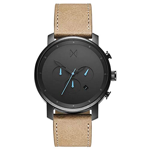 MVMT Chrono Men's Gunmetal Sandstone Stainless Steel Case Watch with Sandstone Leather Strap, 45MM (Model: MC01GML)