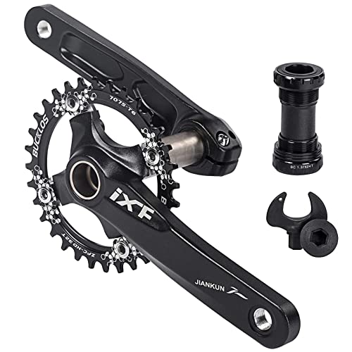 BUCKLOS IXF 104 BCD 30T-38T 170MM Mountain Bike Crankset, Hollow Integrated MTB Crank Set, Aluminum Alloy Crankset Round Oval Narrow Wide Chainring with Bottom Bracket Bolts Fit Shimano/FSA Gaint