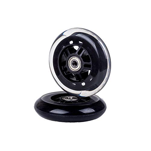 Little World Scooter Wheels Pair - 2Pcs Scooter Replacement Wheels - 100mm Pro Stunt Scooter Replacement Wheels with ABEC-7 Bearing - Quality Scooter Wheels for Smooth Ride, Black 100mm wheels