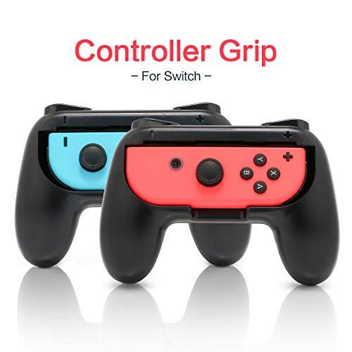 HEATFUN Switch Joy Con Controller, Ergonomic Switch Joy Con Grips for Playing Switch Mario Kart, Mario Party Games - Black (2 Pack)