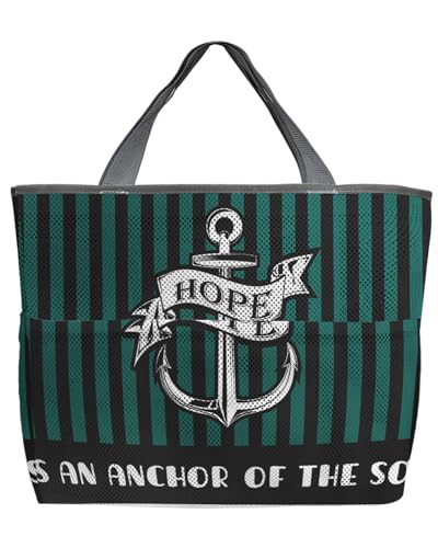 ARTSHOWING Mesh Beach Bag for Women Large Beach Tote Bag Waterproof Sandproof Swim Pool Bag Beach Essentials for Vacation, Nautical