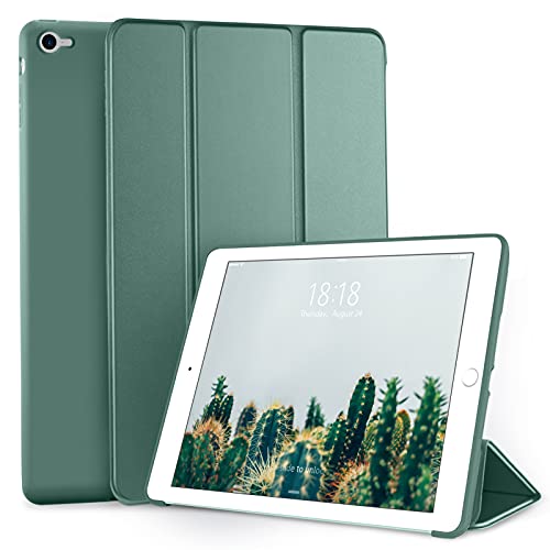 DTTO for iPad Air 2 Case (2014 Released), Ultra Slim Lightweight Smart Case Trifold Stand with Flexible Soft TPU Back Cover for Apple iPad Air 2 (Model A1566/A1567), Midnight Green