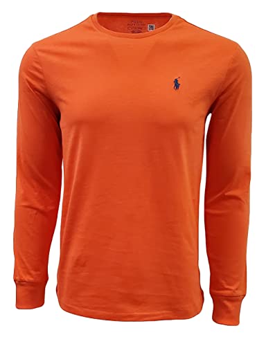Polo Ralph Lauren Men's Crew Neck Long Sleeve Tee, Orange (Bluepony), Large