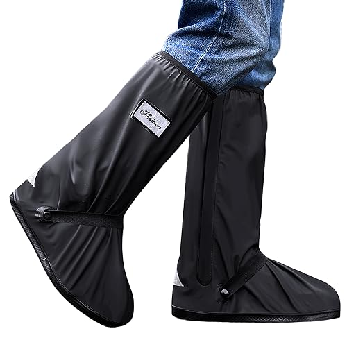 USHTH Black Waterproof Rain Boot Shoe Cover with reflector (1 Pair) (X-Large)