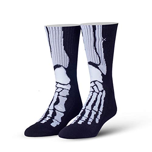 Odd Sox, X-Ray Feet, Skeleton, Novelty Crew Socks, Halloween Scary Fun