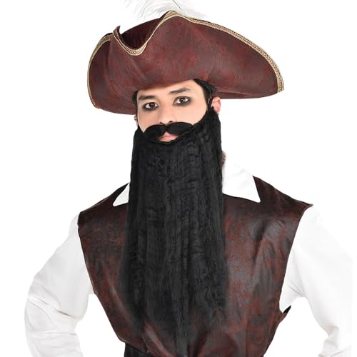 Black Plush Beard/Moustache - 1 Pc. - Luxurious Look & Feel, Perfect For Costumes, Themed Parties, Festivals, Cosplays & More