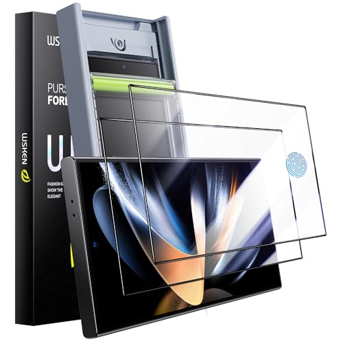 WSKEN for Samsung Galaxy S24 Ultra Screen Protector Tempered Glass [Zero Bubble] [Auto Dust-Remove] [Support Fingerprint Unlock] Anti Glare HD Full Coverage 9H Flim 6.8 inch - 2 Pack